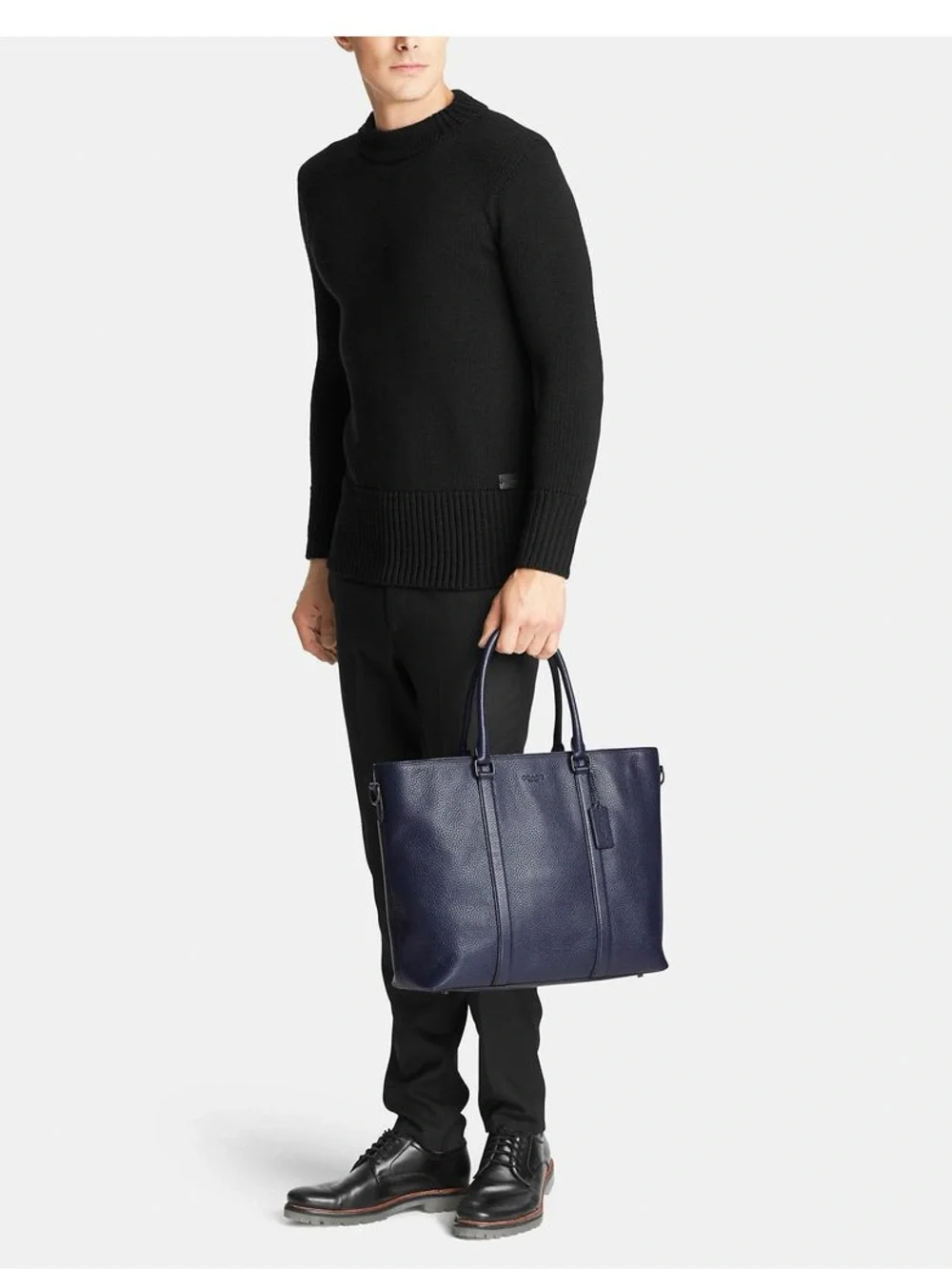 COACH - Black Metropolitan Leather Tote / Briefcase with Silver Hardware